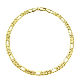 BA UNIQUE FASHION Anklet for Women Fits Petite to Plus Size in 8",9",10",11",12" Concave Textured Chain 14K Gold Plated Ankle Bracelet - Made in Korea (Gold/Concave Textured Figaro, 8 inches)