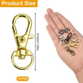 CODIRATO 70 PCS Swivel Clasps Keychain Clip Hook Lanyard Snap Hook Metal Swivel Lanyards Snap Hooks Strap Swivel Lanyard Clips Lobster Claw Clasps for Keychain, DIY, Wallet (7 Colors)