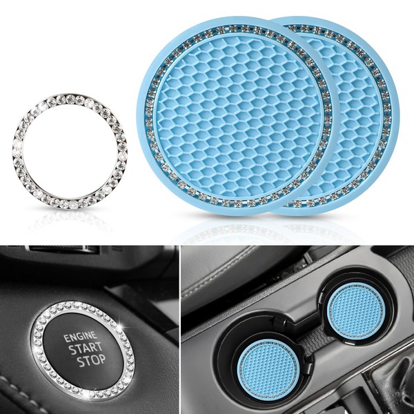 OUZORP Car Cup Coasters Blue 2 Pack with Push Start