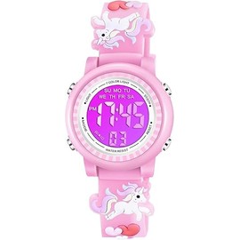 RETZLA Kids Watches 3D Cartoon Waterproof 7 Color Lights Toddler Wrist Digital Watch with Alarm Stopwatch for Girls Aged 3-10 Years