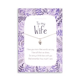 Sterling silver heart necklace for my wife | I love you gift for partner from husband on valentines day anniversary birthday or xmas christmas presents | cards for her women