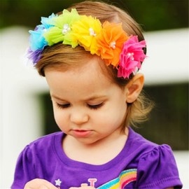 Baby Rainbow Headbands Flowers Headband for Girl Children Headdress. (FD40) (Style A)