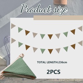 Kotkiddy 2 Stück Wimpelkette Kinderzimmer Deko, Babyzimmer Deko, Kinderzimmer Hausbett Deko, Musselin Baumwolle Stoff Wimpelkette, Tolles Zubehör Für Hausbett(B)
