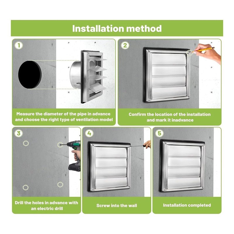 Ventilation Grille 150mm Stainless Steel Air Vents Cover, Louvered Grille
