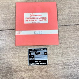 FAIRBANKS MORSE New Fairbanks Morse Magneto RENEWAL PART NUMBER PLATE / C195