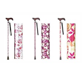 Grandmother Height Adjustable Floral Cane Straight Adjustable Cane for Senior Citizens for Walking Walking Old Man Yellow Flower (AS-10YF)