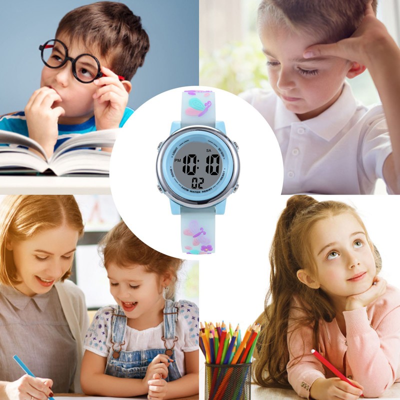 LED Kids Watch Waterproof Backlight Cartoon Digital Child Watch with