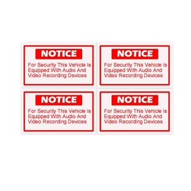 Notice Audio and Video Recording Stickers 2.5×1.5 Inch Clear Warning Sign Removable for Car Vehicle 20 Pack