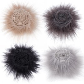 GORGECRAFT 4 Colors 2" x 60" Faux Fox Fur Fabric Shaggy Fur Patches Fluffy Rug Christmas Synthetic Plush Trim Ribbon Fuzzy Scrap Sewing for Crafts Santa Claus(Black, Khaki, Dark Gray, Light Gray)