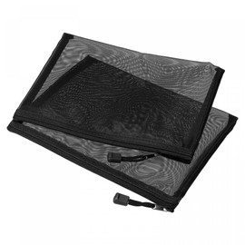 sourcing map Mesh Zipper Bags, A5 Nylon Zip Pouch Pencil Case Storage Pockets for Travel Office Accessories, Black Pack of 6