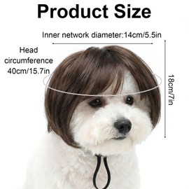 Elegaperma Dog Wigs for Small Dogs, Funny Dog Wigs with Adjustable Elastic Bands, Cat Wig for Small Medium Pet Cosplay Decoration Parties Funny