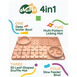 Evenco Slow Feeder Bowl, Silicone Lick Mat with Suction Cups for Dog Cat, Snuffle Mat for Pet Smell Training, Puzzle Toys for Bored Puppy,Interactive Sniff Mat for Slow Eating & Keep Busy,Creamy Peach