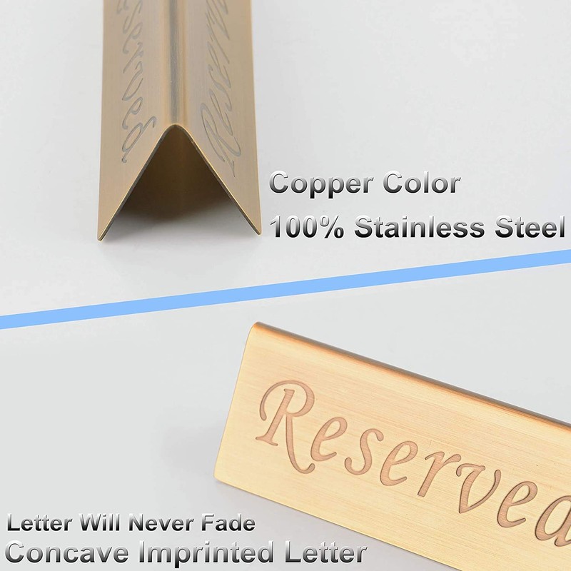 POFET Pack of 2 Reserved Sign - Brushed Stainless Steel
