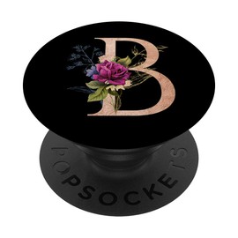 Rose & Black Vintage Flower Monogram Grip Letter B Gift