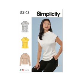 SIMPLICITY Sewing Pattern SS3103R5 Misses' Top with Sleeve Variations R5 (14-16-18-20-22)
