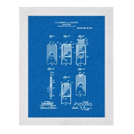 Cigar Cutter Patent Art Blueprint Print in a Distressed White Wood Frame (5" x 7") M13297