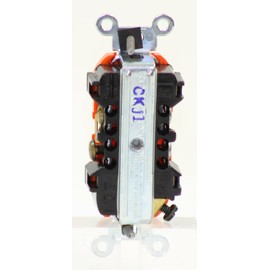 Leviton K13-05262-0IG Kit Receptáculo Dúplex Grado Industrial Tierra Aislada 15A 125V 2P3H Alambrado Lateral y Posterior, con Placa Nylon, Naranja, pack of/paquete de 1