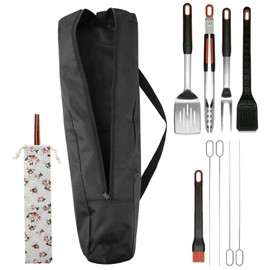 Loyanger Grill Tool Storage, Grill Utensil Storage Bag for Outdoor Grilling, Skewer Bag Hardware & Tools BBQ Bags, BBQ Tool Storage Bags, Foldable Tote for Camping Hiking(COLOR:black)