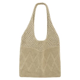 SUOSDEY Crochet Mesh Beach Tote Bag, Summer Vacation Aesthetic Knit Boho Shoulder Bag for Women Black