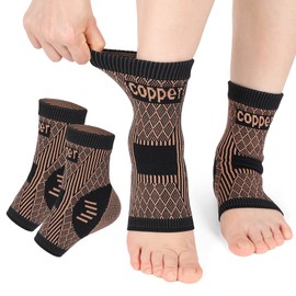 Vigorwise Ankle Brace, Copper Infused Ankle Support Compression Socks, Ankle Braces for Men Women, Ankle Compression Sleeves, Foot Support Wraps for Achilles Tendon Sprained Ankle Plantar Fasciitis