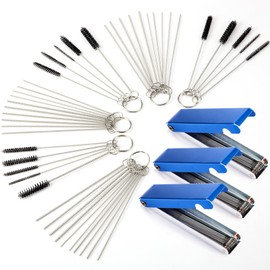 Mudder Set of 3 Carburetor Cleaning Kit Torch Tip Cleaner, Stainless Steel Carbon Dirt Jet Remove Cleaner Tool Cleaning Wire Needles and Nylon Brushes for Motorcycle Moped Welder Carb Spray Gun