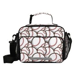 ZAZYXTJ Baseball Lunch Box Insulated Lunch Bag for School Teens Students Boys Girls With Adjustable Shoulder Belt and Buckle Handle for Women Men