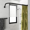 Tanxih Adjustable Corner Shower Curtain Rod L Shaped Black Stretchable