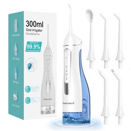 Water Dental Flossers for Teeth, 300ML Cordless Portable Electric Water Flosser, 4 Modes Oral Irrigator, Waterproof Rechargeable Water Floss for Deep Cleaning, Plaque Remover,Braces Home Travel Use