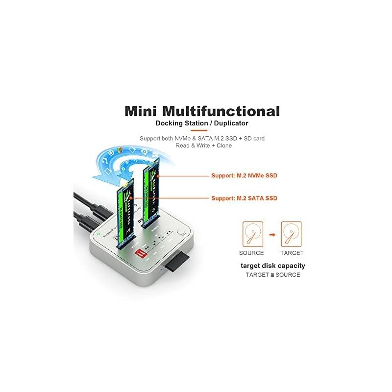 MAIWO K3016CL Dual-Bay M.2 SSD Docking Station with SD Express