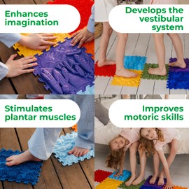 ORTO NATURE Sensory Massage Puzzle Play Mat – Interlocking Orthopedic Floor Tiles & Textured Sensory Mats for Kids & Adults (Nature's Touch)