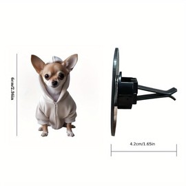 Cartoon Chihuahua Hoodie 2D Acrylic Car Air Vent Freshener – Solid Scented Decoration for AC Vents, Cute Dog Hoodie Design, Long-Lasting Fragrance, Fun Car Accessory