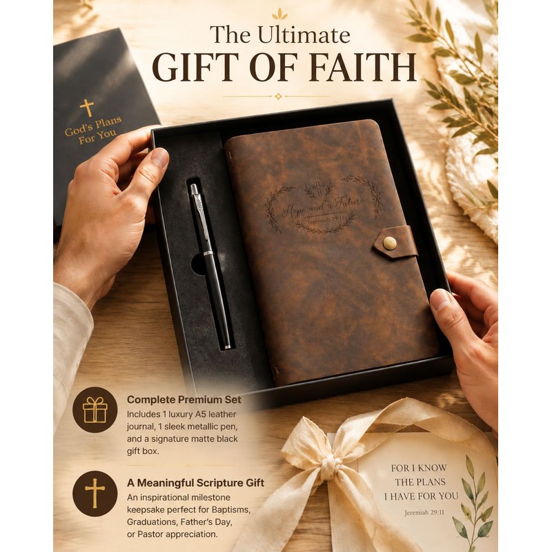 AWEZO Leather Journal, Jeremiah 29:11 Cover, A5