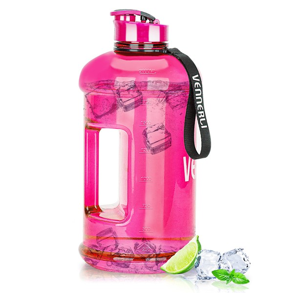 VENNERLI ハーフガロン 水筒 2.2L ラージ スポーツ用 ウォーターボトル ハンドル付き 74オンス ビスフェノール-A不使用