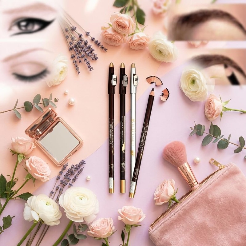 3‑Pack Black Eyebrow & Eyeliner Pencils with Sharpener – Waterproof,
