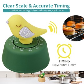 Mechanical Kitchen Timer, Cute Timer for Kids, Wind Up 60 Minutes Manual Countdown for Classroom, Home, Study and Cooking