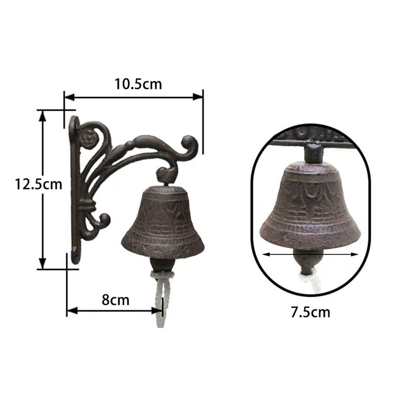 Cast Iron Wall Bell Rustic Style Aristocratic Logo Manually Shaking