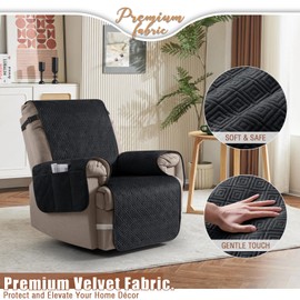Timeles 100% Waterproof Recliner Chair Covers,Washable Chair Cover that Stay in Place with Pocket,Reclining Covers for Recliner Chair for Pets & Dogs (Medium: 23",Black)