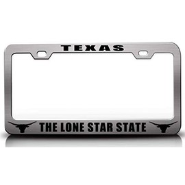Custom Brother - Texas The Lone Star State Texas Horn Style Metal Car SUV Truck License Plate Frame Ch u55