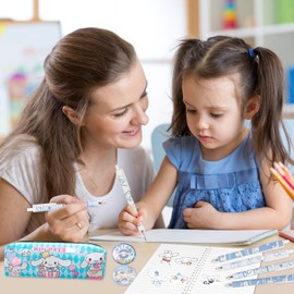 Stationery Set School Supplies Girls- Blue Cartoon Stationary Including Pencil Case Ink Pens Notebook Bookmark Badge Stickers Cute Stationery Supplies Back to School Gift for School Season Boys Kids