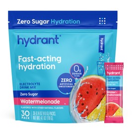 Hydrant Hydrate No Added Sugar, Individual Hydration Electrolyte Powder Stick Packets with Zero Sugar and Electrolytes for Rapid Hydration (Watermelonade, 30 Count)