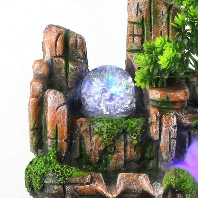 Fountain Waterfall Desktop with Light Indoor Fountain Zen Meditation Plants