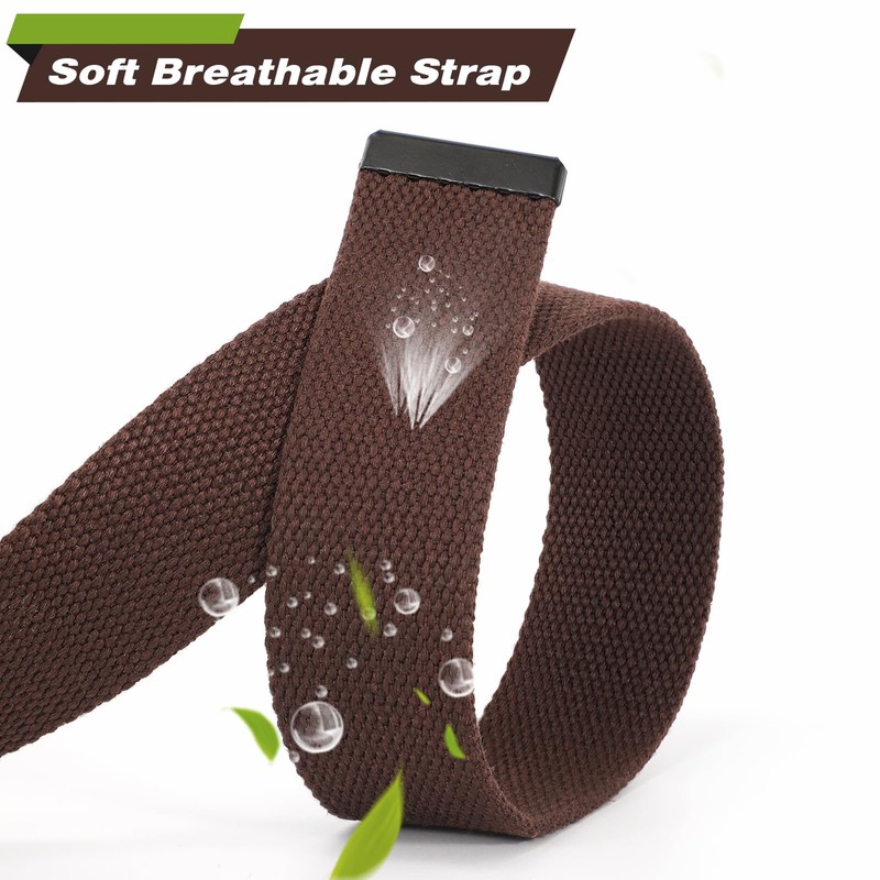 JASGOOD Canvas Web Belts Flip-Top Solid Black Military Buckle Mens