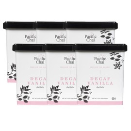 Pacific Chai Decaf Vanilla Chai Latte, Instant Powered Dry Chai Tea Latte Beverage Mix, Gluten Free, Kosher, 9 Ounce (Pack of 6)
