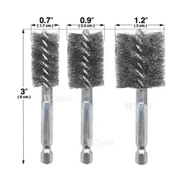 WICKED Professional ID Copper Tube Pipe Cleaner Replacement Brushes (1/2” & 3/4’’ & 1” (Multi-Pack))