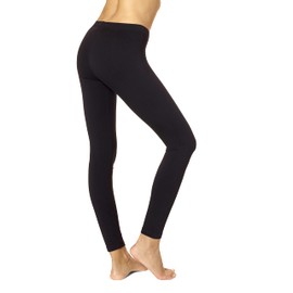 No nonsense Women's Leggings - Soft Cotton Feel, Comfortable & Perfect for Layering, Gentle Elastic Waistband - Black - Large