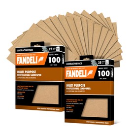Fandeli | Multi-Purpose Sandpaper | 100 Grit | 50 Sheets of 9'' x 11'' | Ideal for Sanding Metal, Untreated Wood and Painted Surfaces | Sandpaper Sheets | Sandpaper Grit.