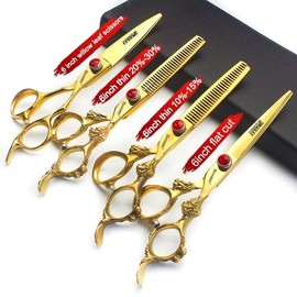 Gold 6/78/9 Inch Professional Haircut Scissors, Multifunctional Haircut Scissors Set (6 Inch 4 Pieces)