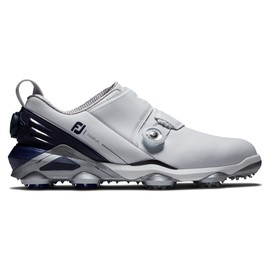 FootJoy Men's Tour Alpha Dual Boa Previous Season Style Golf Shoe, White/Navy/Grey, 11