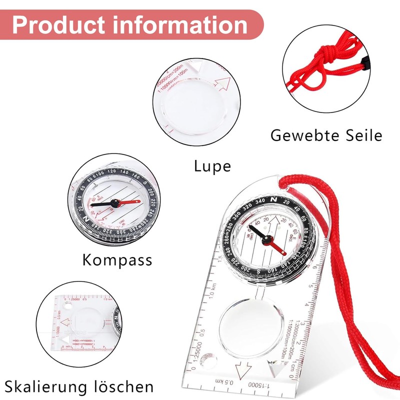 Compass Navigation, Portable Hiking Compass for Navigation, Lightweight Outdoor Compass