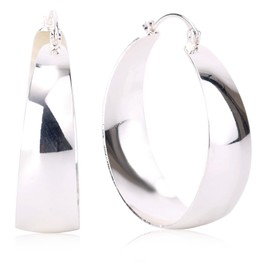 Chunky Hoops Earrings, Round Hoop Earrings for Women Lightweight Thick Hoops Earring Stylish Jewelry Gifts for Women (Silver, 40mm)